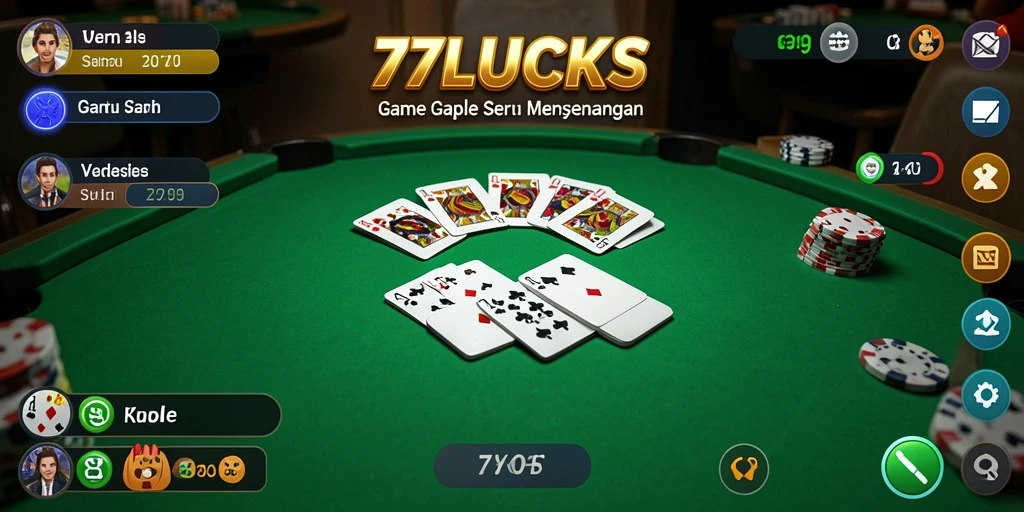 Screenshot gameplay <strong>77LUCKS</strong> yang menunjukkan suasana seru bermain Gaple.