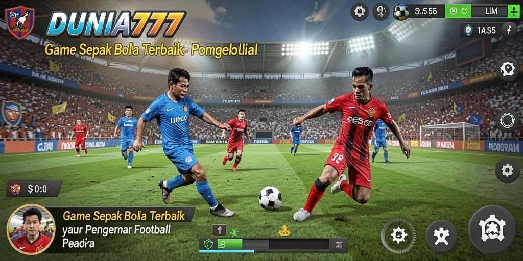 Tampilan gameplay DUNIA777 yang memukau dengan aksi sepak bola seru.
