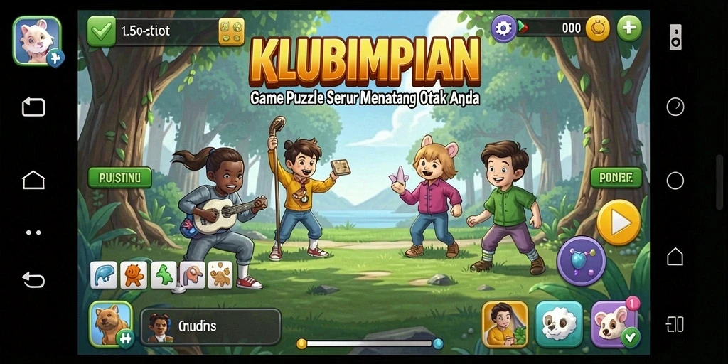 Screenshot gameplay KLUBIMPIAN menampilkan tantangan puzzle yang menarik.
