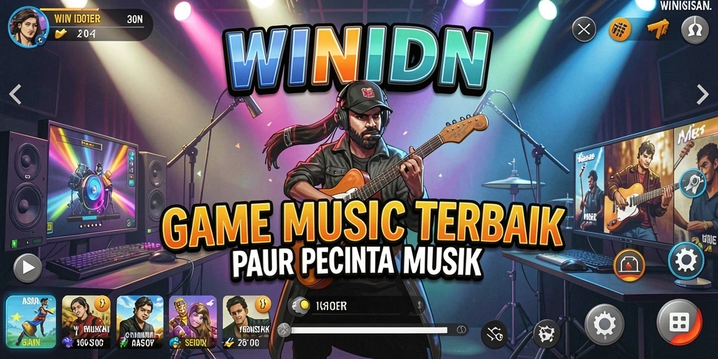 Tangkapan layar gameplay <strong>WINIDN</strong> yang menunjukkan interaksi pengguna dalam permainan musik.